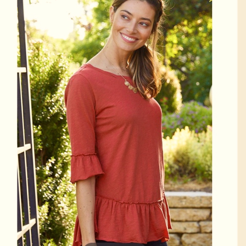 Matilda Jane Red Shirt with Ruffled Sleeves